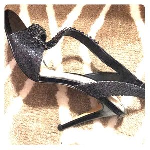Gianni Bini Strap High Heels, Black embellished